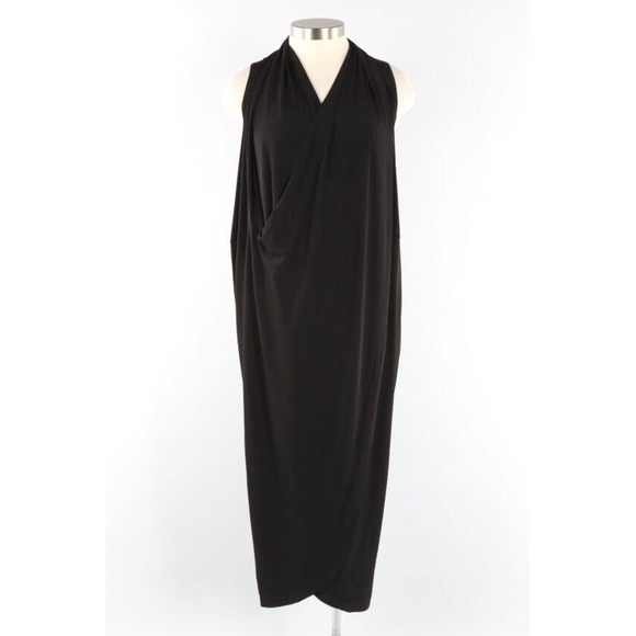 Kozan Dresses & Skirts - Women's Black Kozan Sleeveless Draped V-Neck Maxi Dress XL